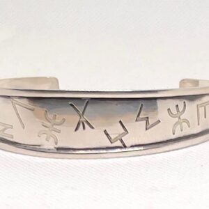 Yaz Z Sterling Silver Berber Symbol Tifinagh Cuff: Handmade Amazigh Tribal Bangle