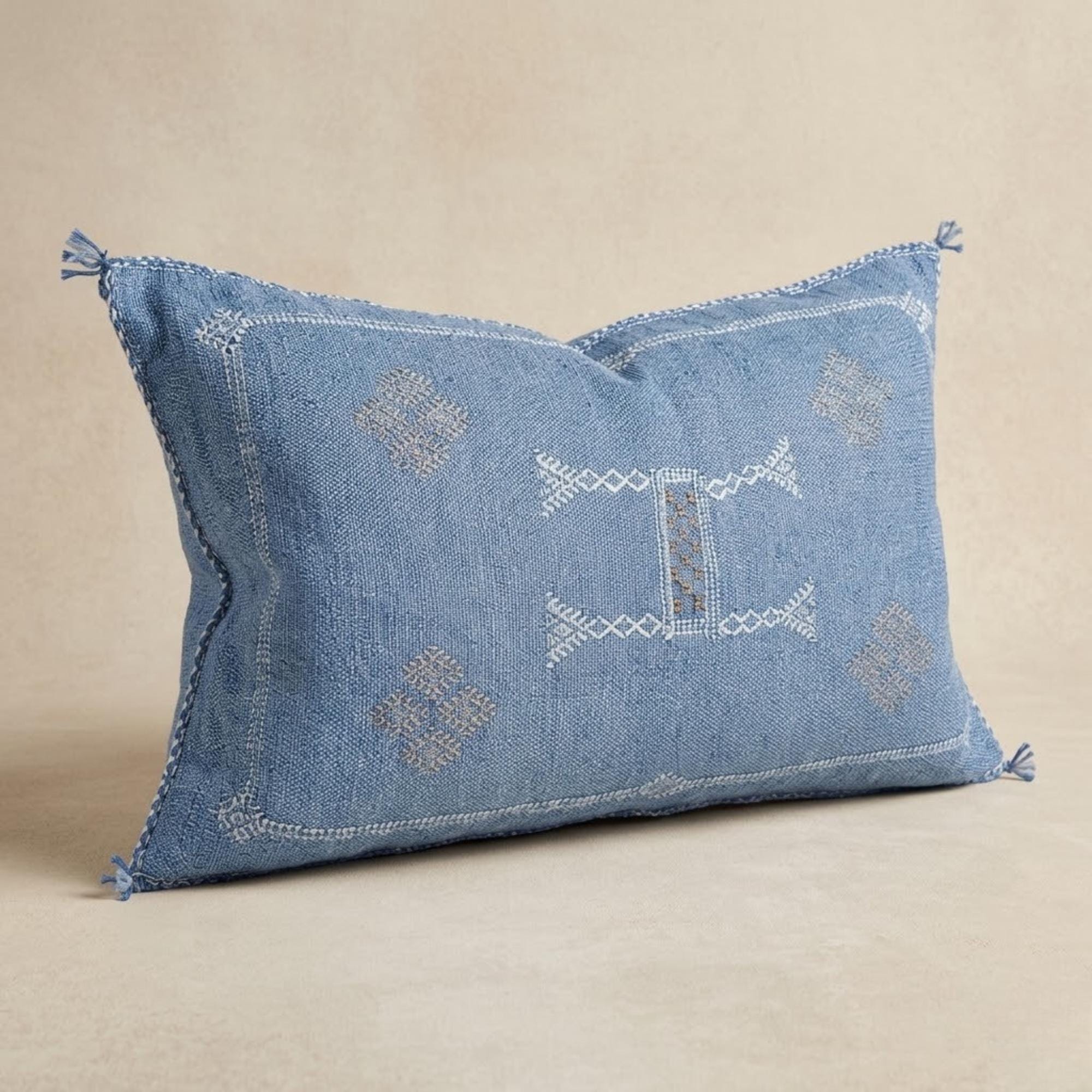 Amazigh Cactus Silk Cover 12x20 Handmade Lumbar Pillow
