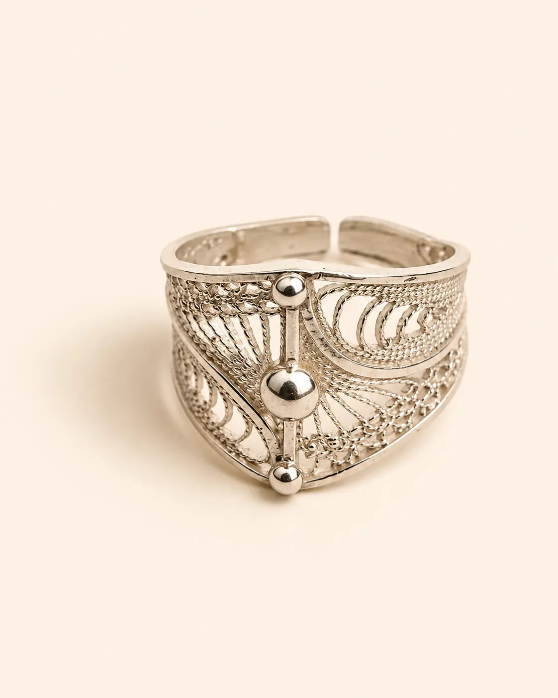 Amazigh Silver Ring – Tlaytmas Filigree Openwork Design