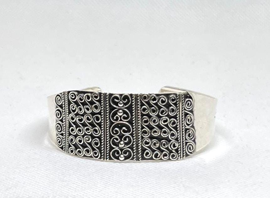 Adjustable Berber Bracelet, Sterling Silver Tuareg Tribal Cuff
