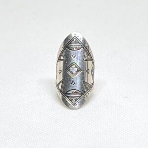 Handmade Engraved Sterling Silver Berber Ring: Tribal Jewelry, Size 8 US