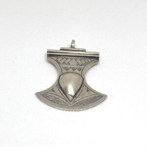 Antique Tuareg Cross Pendant: Silver Ebony African Amulet Pendant Necklace
