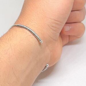 Handmade Berber Silver Cuff Bracelet: Adjustable Unisex Boho Jewelry