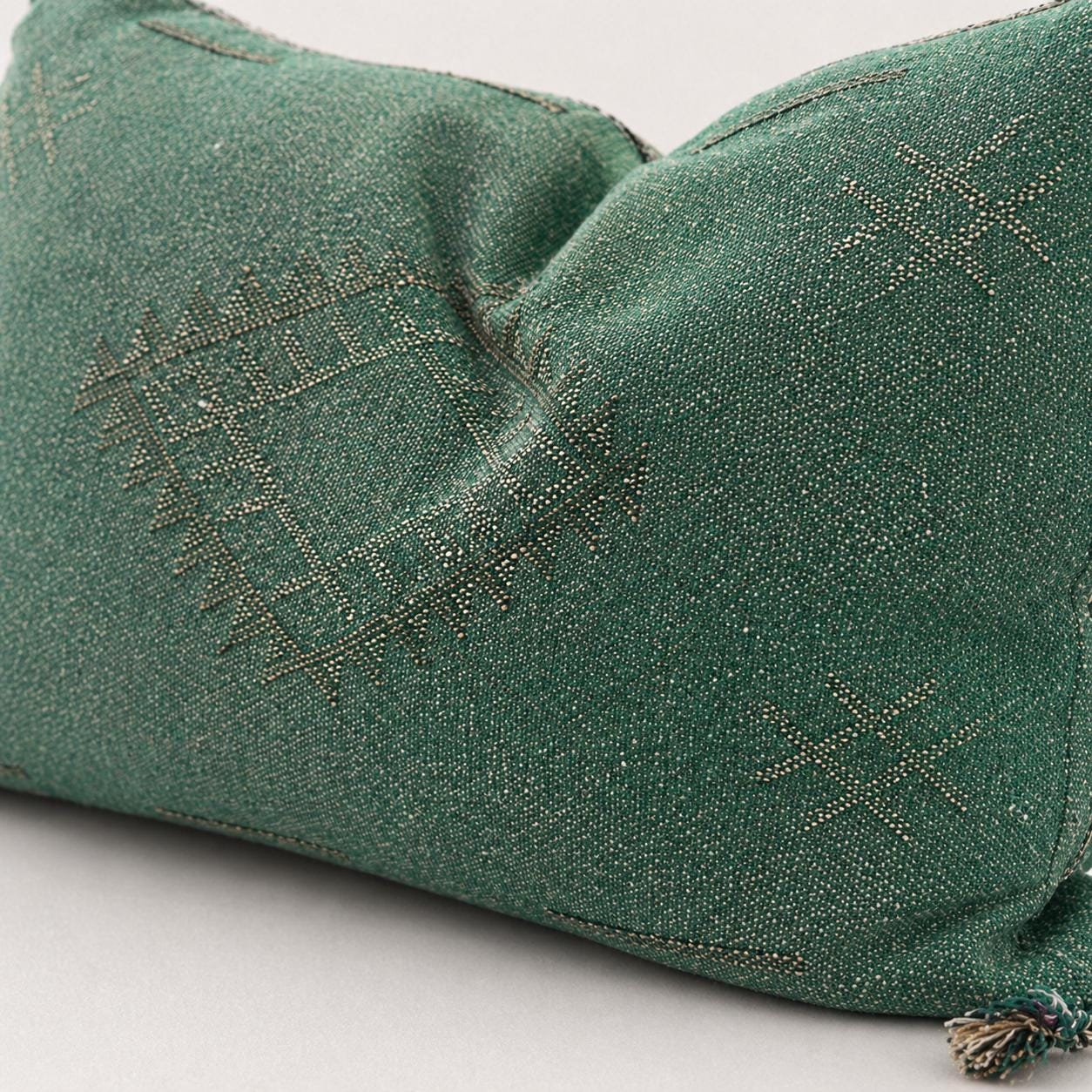 Amazigh Cactus Silk Cover 12x20 Handmade Lumbar Pillow