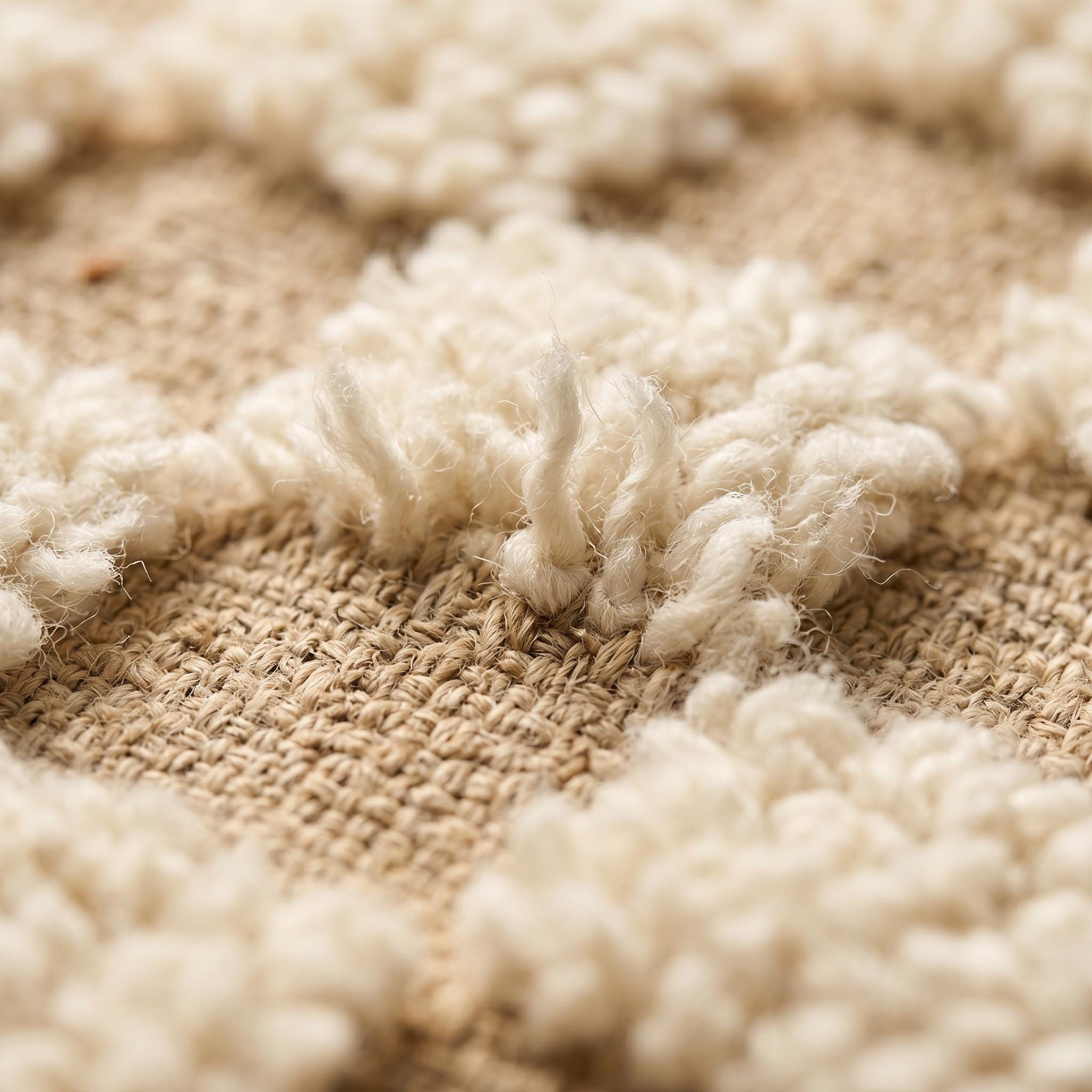 Checkered Rug - Ivory Beige Wool Rug - Handmade Checker Rug - Japandi Area Rug - Neutral Berber Carpet - Multiple Sizes