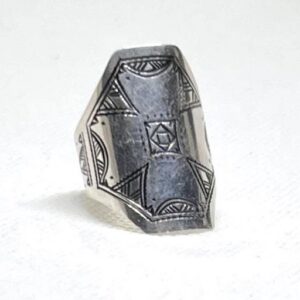 Handmade Engraved Cross Sterling Silver Tuareg Ring: Berber Tribal Jewelry 9 US / 60 EU