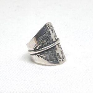 Handmade Sterling Silver Berber Amazigh Yaz Ring: Tribal Tuareg Jewelry, Size 56 EU