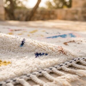 Handmade Berber Carpet Ivory & Multicolor