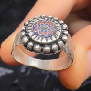 Handmade Berber Sterling Silver Ring: African Tribal Rosetta Bead