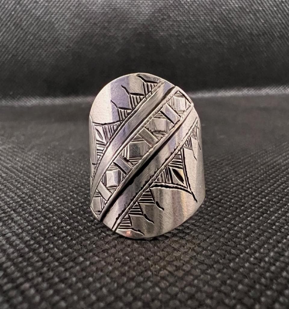 Handmade Sterling Silver Berber Ring: Ethnic Tribal Jewelry, Size 8.5