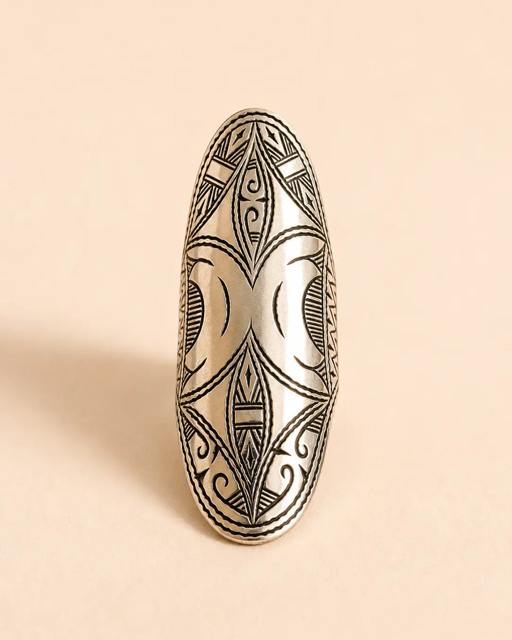 Amazigh Silver Ring – Tighri Geometric Shield Design
