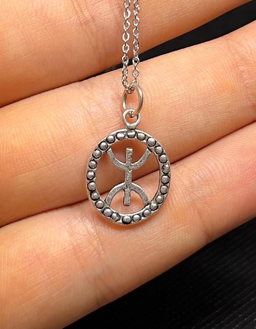 Amazigh Berber Sterling Silver Pendant Necklace: Kabyle Tuareg Symbol Jewelry