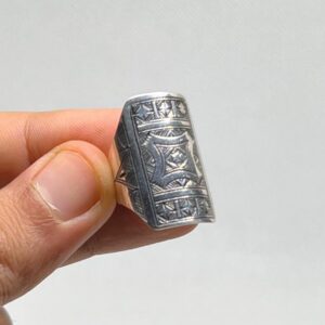 Handmade Engraved Sterling Silver Berber Ring: Tribal Jewelry, US Size 8