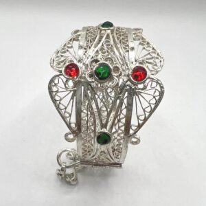 Vintage Handcrafted Berber Filigree Cuff Bracelet: Kabyle Plated Silver Jewelry