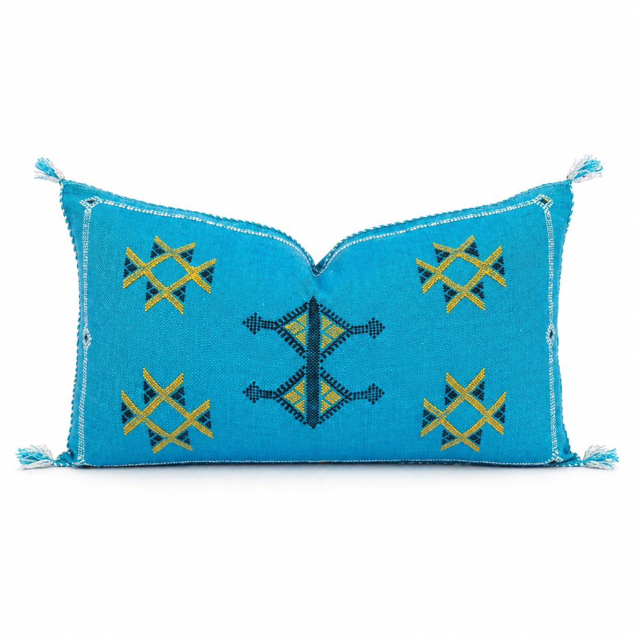 Amazigh Cactus Silk Cover 12x20 Handmade Lumbar Pillow