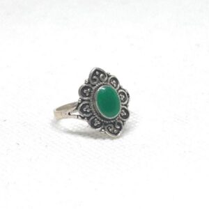 Amazigh Silver Ring Engagement Tourmaline Onyx For Women: Ethnic Tibetan Sterling Boho Tribal Jewelry