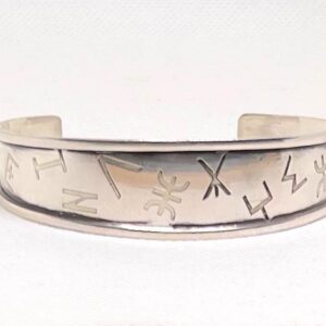 Yaz Z Sterling Silver Berber Symbol Tifinagh Cuff: Handmade Amazigh Tribal Bangle