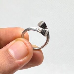 Handmade Tuareg Cross Sterling Silver Ring: Ebony Inlay, Adjustable Band