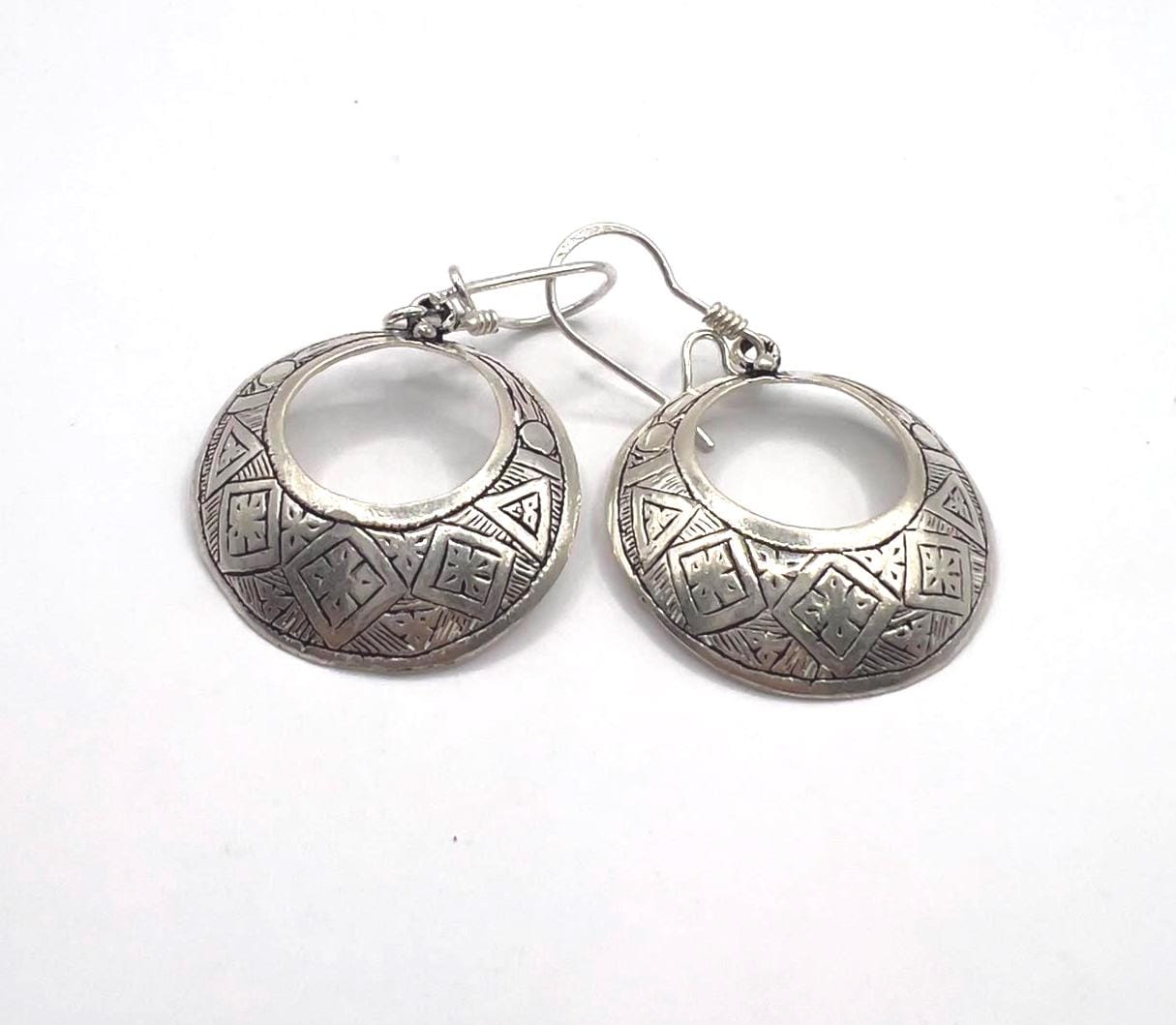 Tuareg Sterling Silver Amazigh Yaz Symbol Bohemian Gypsy Ethnic Hippie African Earrings: Berber Jewelry