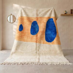 Berber Azilal Rug Blue & Peach Abstract Shapes