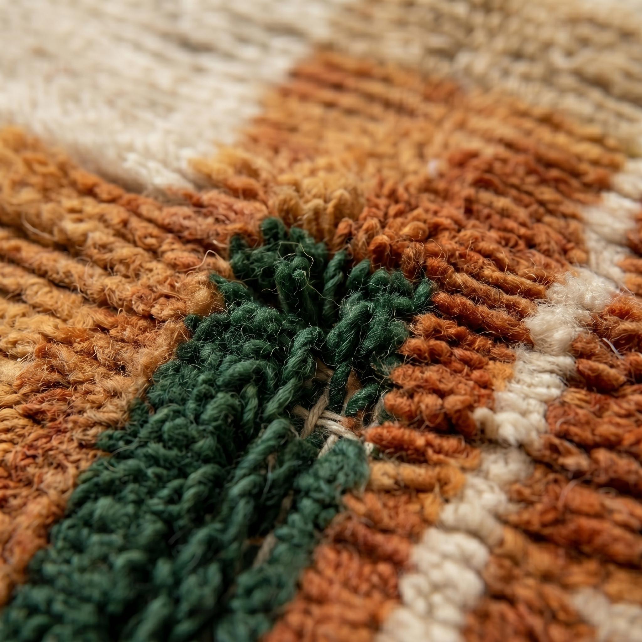 Boujaad Rug - Terracotta Forest Green Wool Rug - Handmade Abstract Art Rug - Earthy Boho Area Rug - Berber Carpet - Multiple Sizes