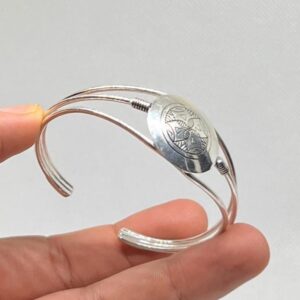 Handmade Sterling Silver Berber Bracelet: Engraved Bangle