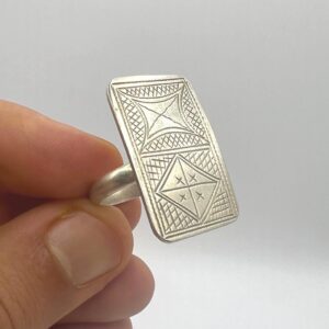 Vintage Handmade Tuareg Berber Engraved Sterling Silver Ring: Tribal Ethnic Boho Jewelry