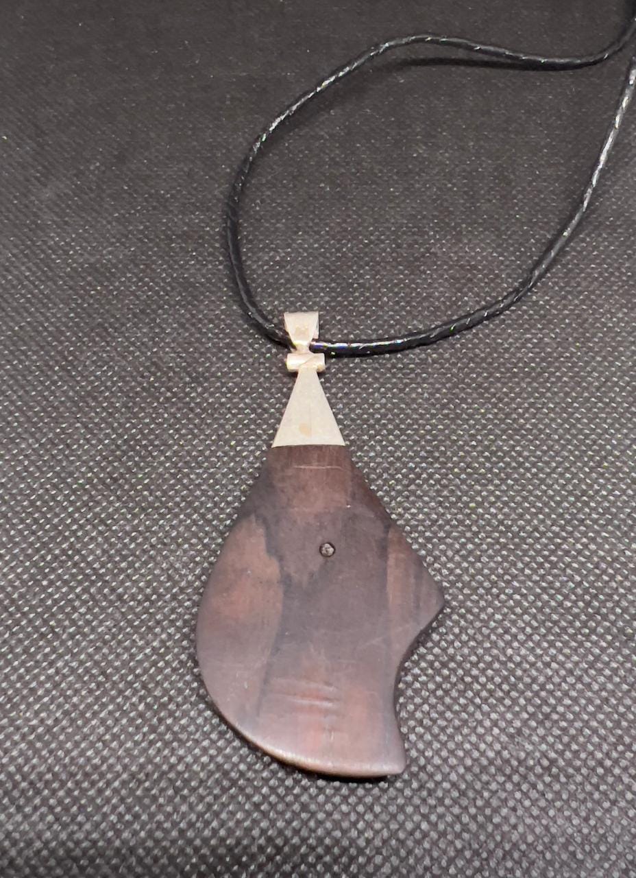 Antique Tuareg Ebony Pendant: Sterling Silver Inlay, African Amulet