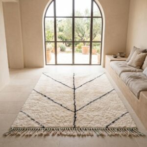 Handmade Berber Carpet Ivory & Black
