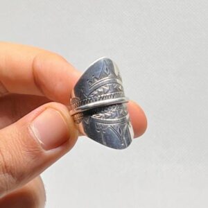 Handmade Engraved Sterling Silver Berber Ring: Tribal Bohemian Jewelry