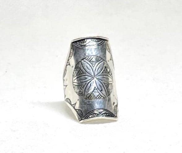 Handmade Berber Sterling Silver Ring: Tuareg African Long Engraved Tribal Ethnic Boho Jewelry