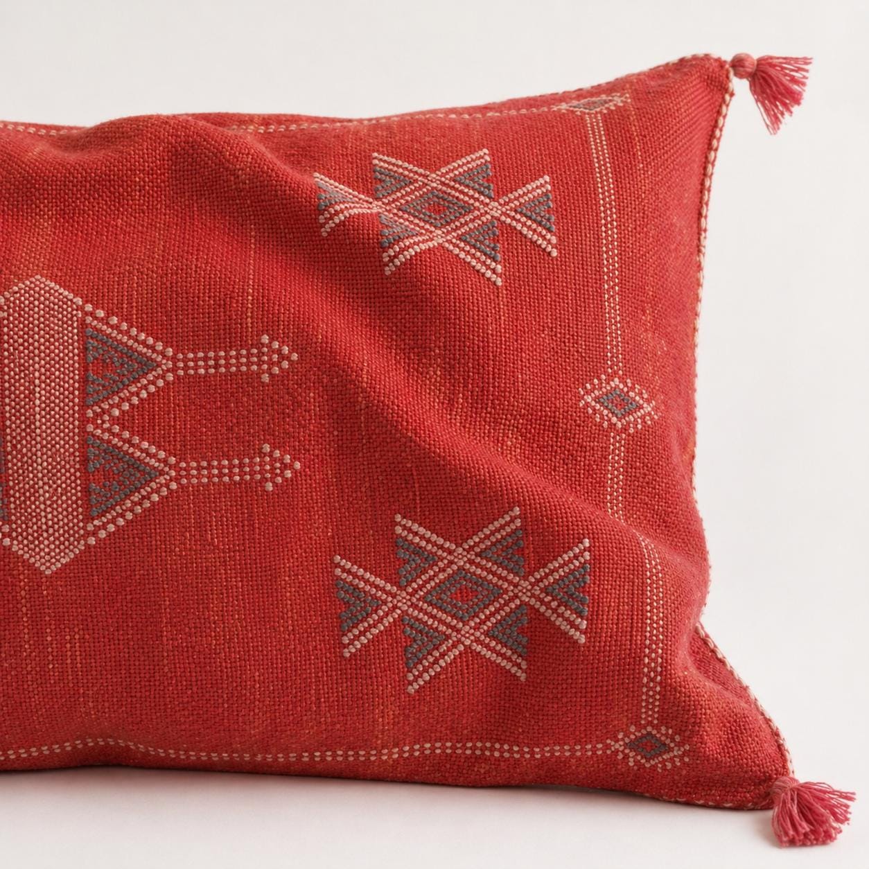 Amazigh Cactus Silk Cover 12x20 Handmade Lumbar Pillow