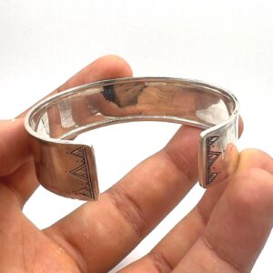 Berber Sterling Silver Tuareg Cuff Bracelet: Hand-Engraved African Tribal Bangle, Boho Ethnic African Hammered Jewelry