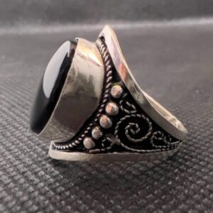 Berber Sterling Silver Ring: Black Onyx, Handmade Tribal Jewelry