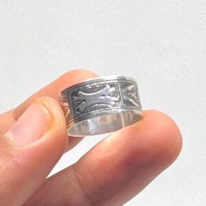Handmade Sterling Silver Tuareg Cross Ring: Engraved Berber Ethnic Tribal Jewelry