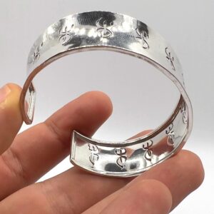 Yaz Z Sterling Silver Berber Symbol Tifinagh Bangle Bracelet: Handmade Amazigh Tribal Bangle