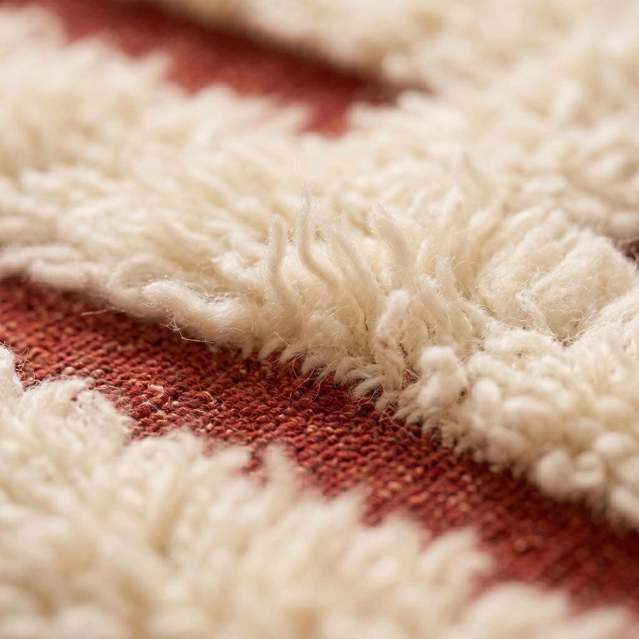 Boujaad Rug - Ivory Red Wool Rug - Handmade Abstract Architectural Rug - Modern Area Rug - Berber Carpet - Multiple Sizes