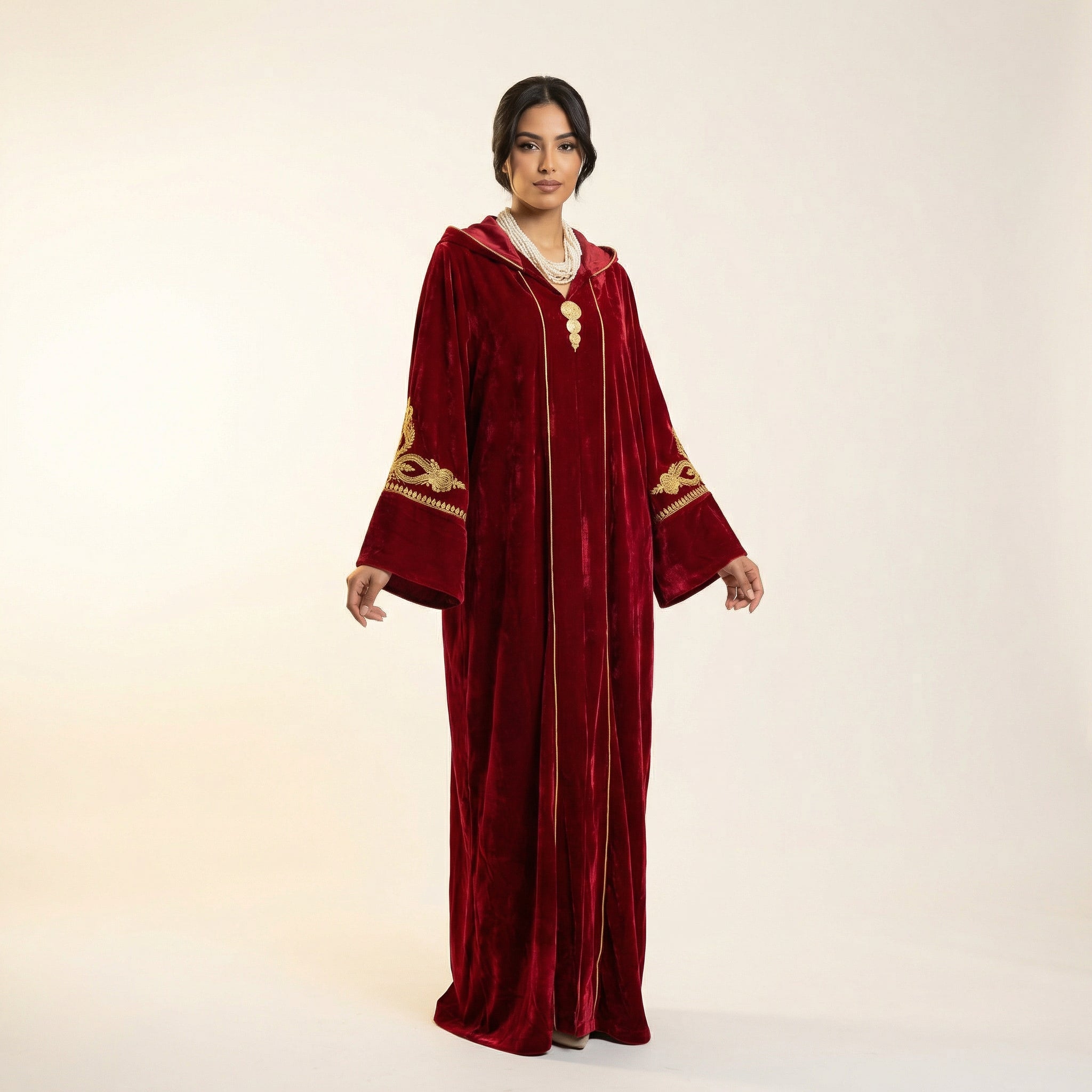 Velvet Djellaba - Amazigh Red Occasion Wear