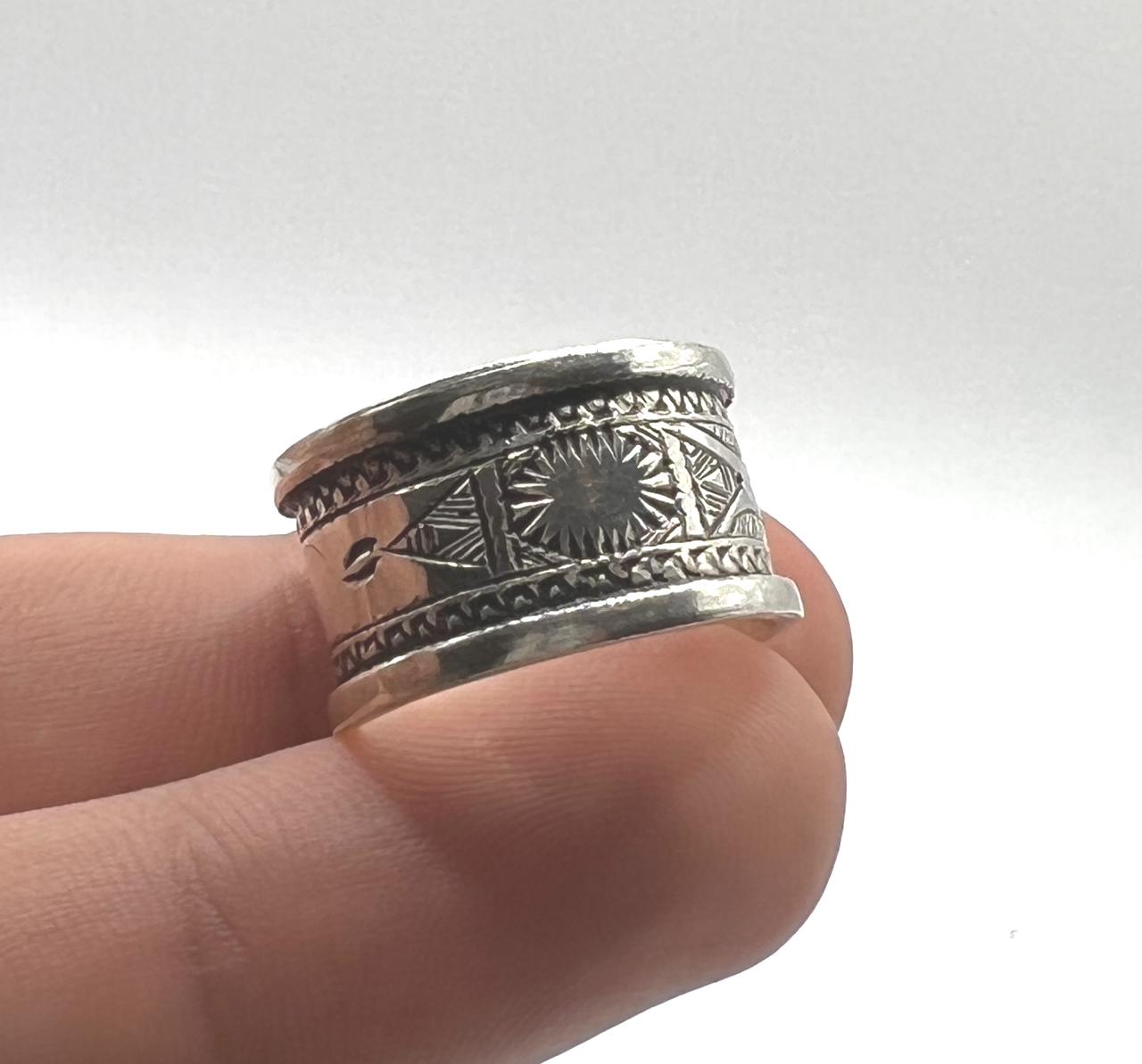 Handmade Sterling Silver Tuareg Ring: Berber Tribal Jewelry, Size 9 US