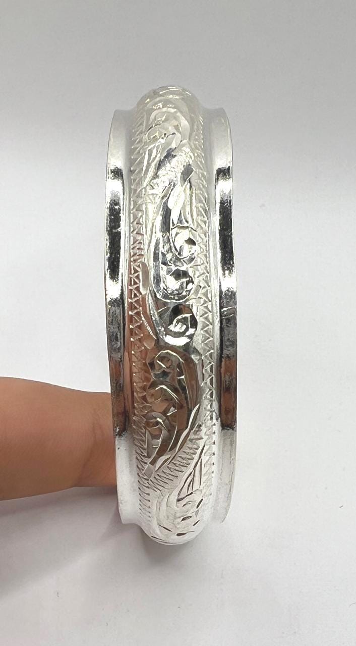 Cuff Silver Bracelet Handmade Berber Tribal Bangle Ethnic African Tuareg Engraved Simple Sterling