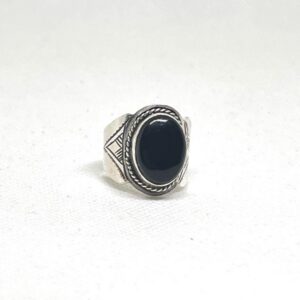 Handmade Sterling Silver Onyx Ring: Tuareg Berber Jewelry, Size 8