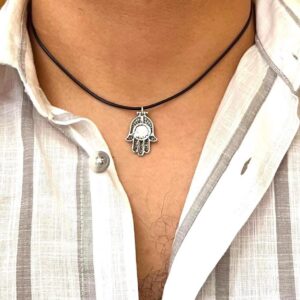 Plated Silver Hamsa Hand Necklace: Berber Protection Jewelry