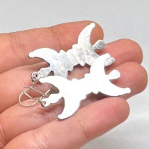 Berber Enamel Coral Sterling Silver Earrings: Amazigh Yaz Symbol Tribal Jewelry
