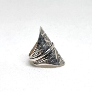 Handmade Berber Sterling Silver Ring: Bohemian Ethnic Jewelry, US Size 9