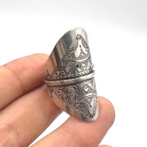 Vintage Handmade Tuareg Sterling Silver Ring: Berber Tribal Gypsy Ethnic African Jewelry, US Size 11 / FR Size 64