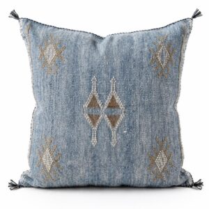 Berber Light Blue Jeans Cactus Silk Cover Pillow