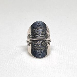 Handmade Engraved Sterling Silver Berber Ring: Tribal Bohemian Jewelry