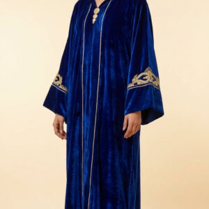 Amazigh Djellaba - Blue Velvet Traditional Occasion Wear