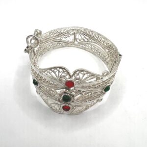 Vintage Handcrafted Berber Filigree Cuff Bracelet: Kabyle Plated Silver Jewelry