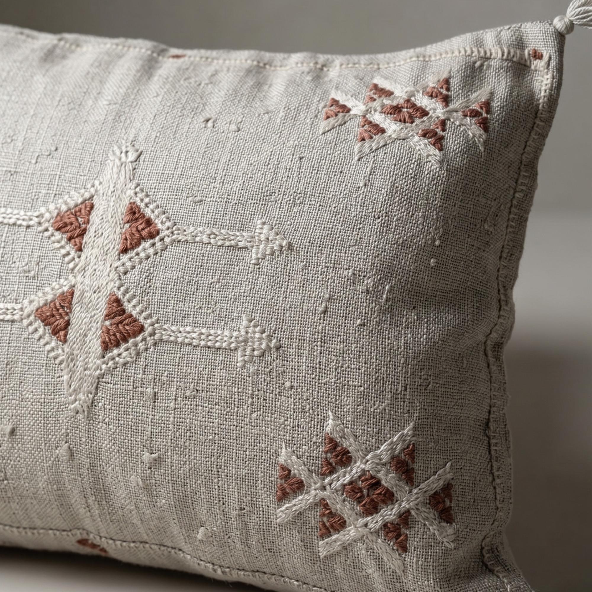 Amazigh Cactus Silk Cover 12x20 Handmade Lumbar Pillow